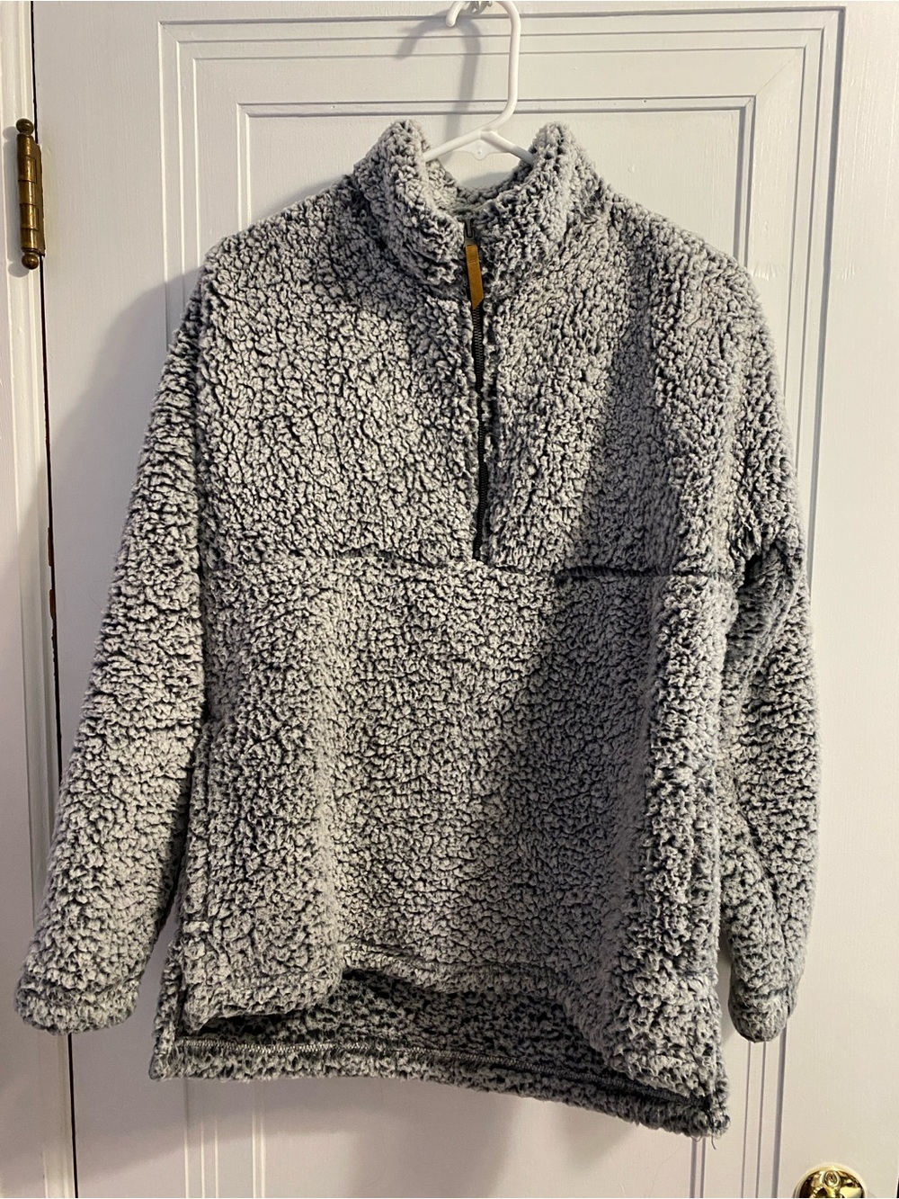Time and Tru Gray Plush Half-Zip Sherpa Pullover